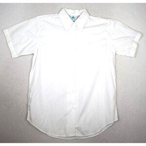 SPRING HARBOR COLLECTION - WOMEN'S WHITE SHORT SLEEVE BUTTON-UP SHIRT - SIZE S